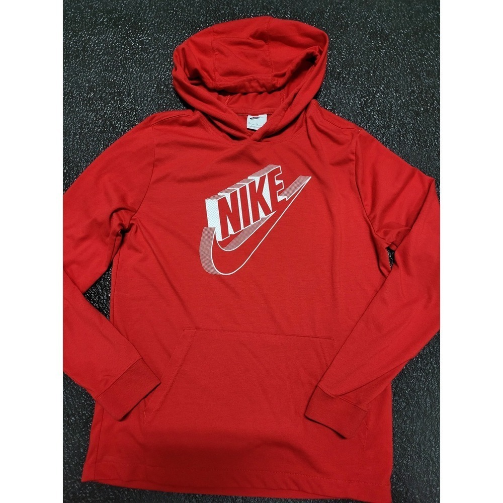Vintage Y2K‎ Nike Long Sleeve Pullover Hoodie Sportwear Red And White - Picture 3 of 9